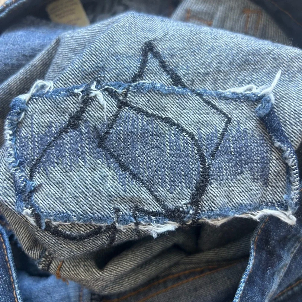 PRPS Barracuda Straight Leg Jeans 30 Japanese Denim Leather Patchwork Upcycled